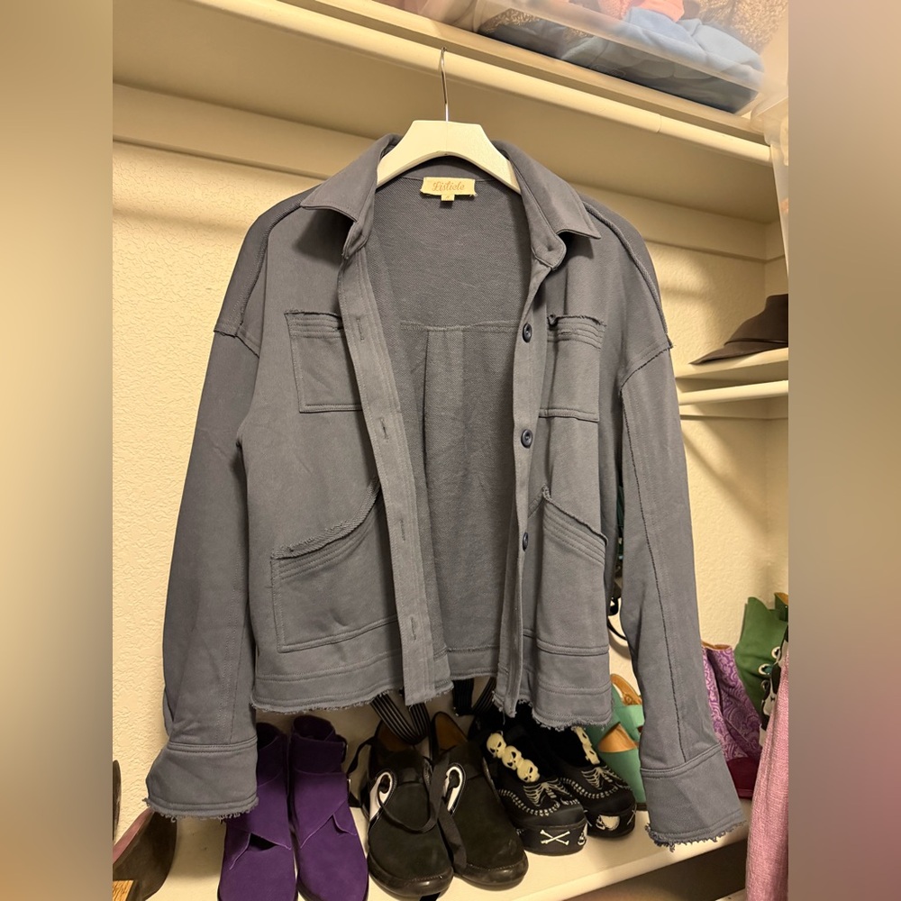 Casual and Soft Gray Button-Up Jacket